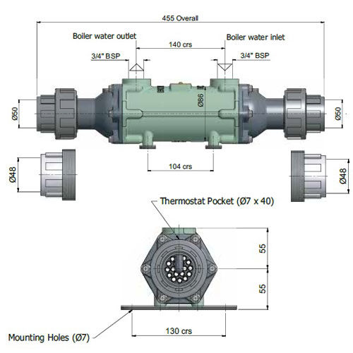مبدل استخر بومن تیتانیوم 50 کیلووات