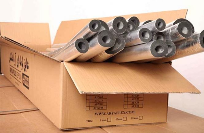 عایق لوله ای 3/8 1 اینچ آریافلکس ضخامت 19 میلی متر روکش آلومینیوم