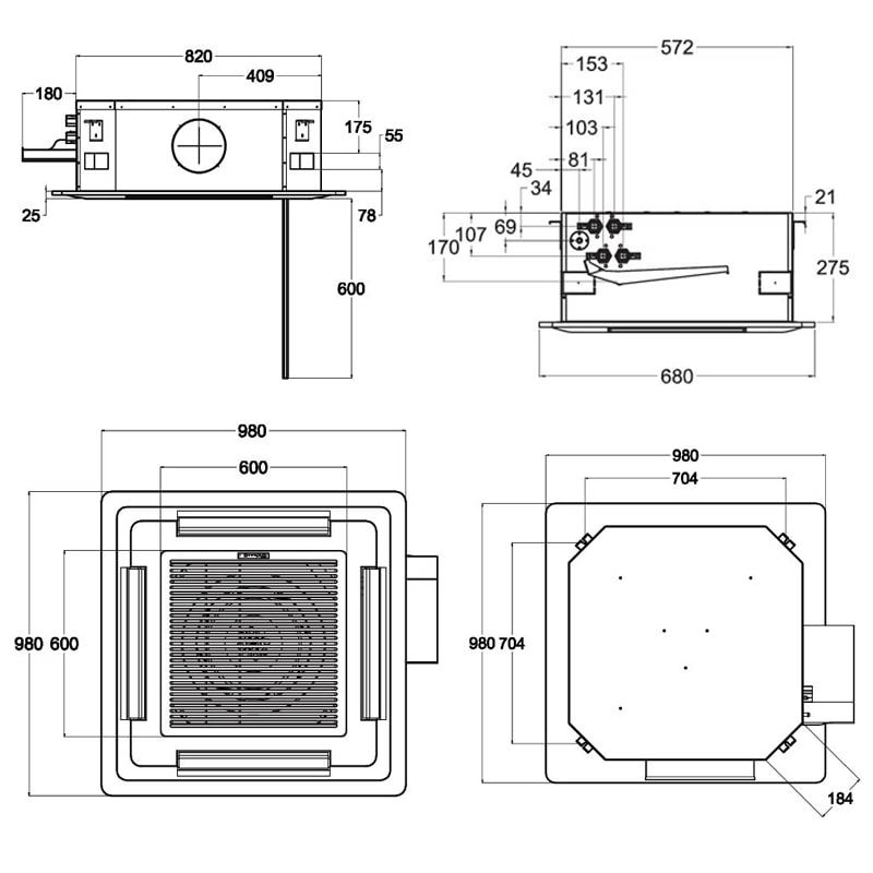 فن کویل تهویه کاستی چهار طرفه اوشان CF-1200