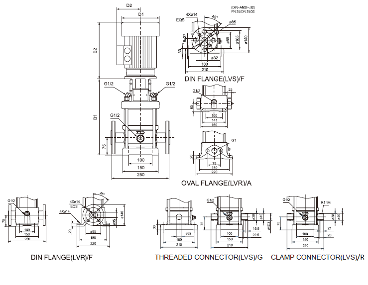 پمپ آب لیو سانتریفیوژ عمودی طبقاتی مدل LVR 3-23