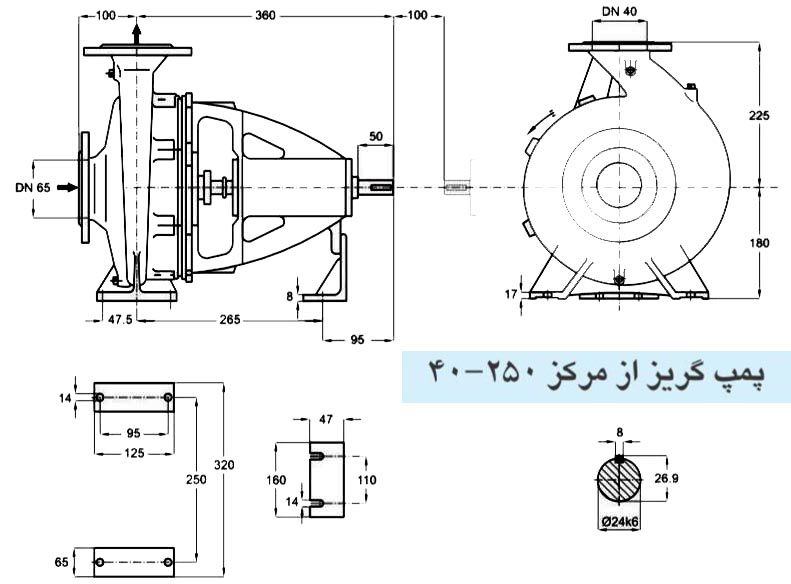پمپ آب پمپیران مدل 250-40 با موتور 18.5 کیلووات