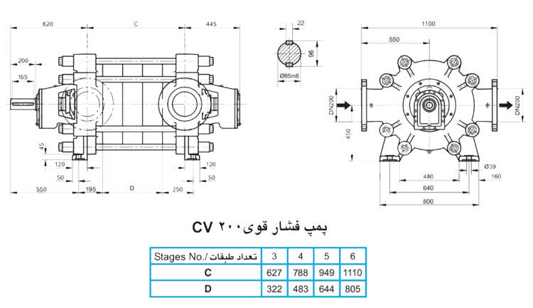پمپ آب فشار قوی پمپیران مدل CV200-4a با موتور 1450 دور