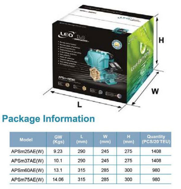 پمپ آب لئو محیطی خودمکش مدل APSm37AE(W)