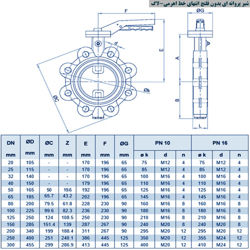 شیر پروانه ای سایز 300 بدون فلنچ انتهای خط اهرمی 6 بار میراب