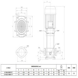 پمپ آب پنتاکس طبقاتی عمودی مدل U 18LG- L -920/10T