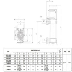 پمپ آب پنتاکس طبقاتی عمودی مدل U 3 V/L - 250/10T