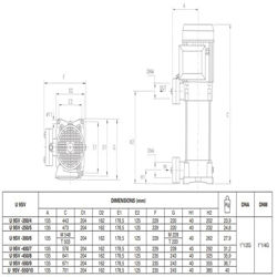 پمپ آب پنتاکس طبقاتی عمودی مدل U 9 SV-200-4T