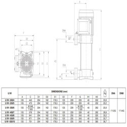 پمپ آب پنتاکس طبقاتی عمودی مدل U 9 V/ L -250/5
