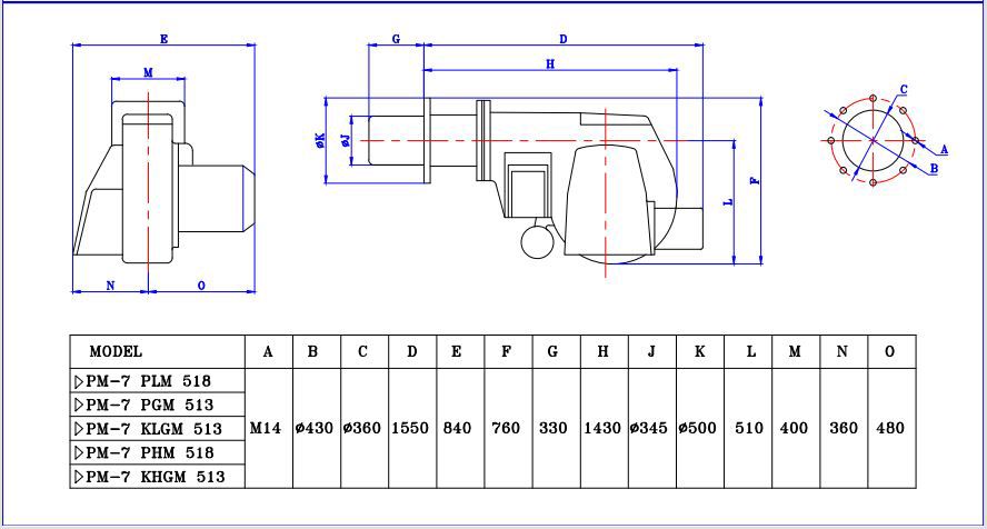 ابعاد مشعل پارس مشعل pm7pgm513 ابعاد مشعل پارس مشعل pm7pgm513