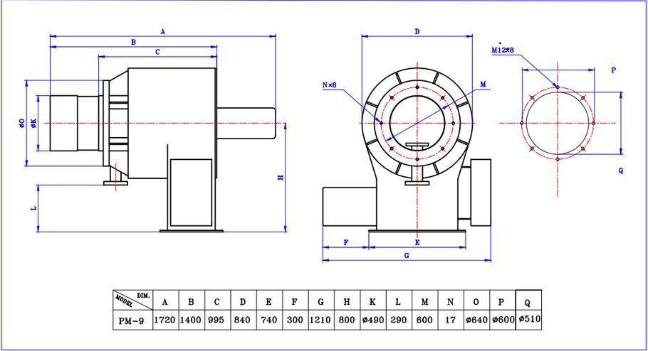 ابعاد مشعل گازی  پارس مشعل PM9-PGM-513 ابعاد مشعل گازی  پارس مشعل PM9-PGM-513