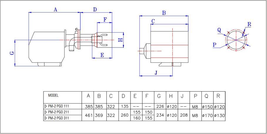 ابعاد مشعل pm-2 pgo 311 ابعاد مشعل pm-2 pgo 311