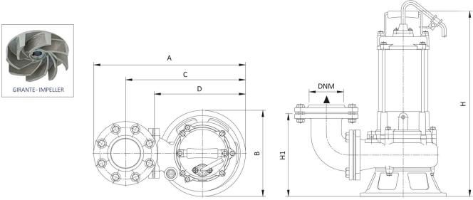 نقشه ابعاد پمپ لجن کش TP316 سیستما نقشه ابعاد پمپ لجن کش TP316 سیستما
