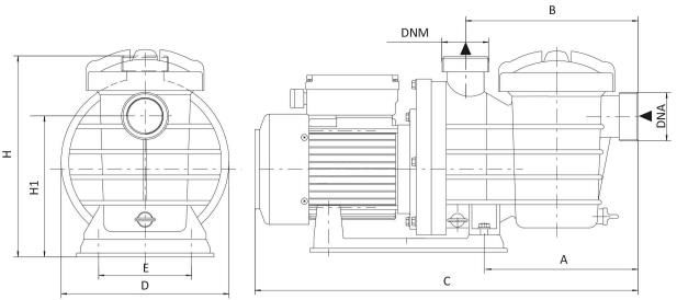 نقشه ابعاد پمپ استخری سیستما نقشه ابعاد پمپ استخری سیستما