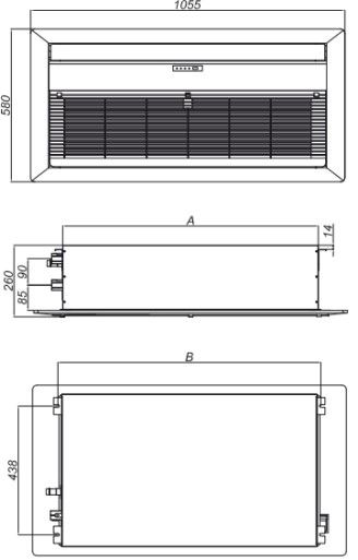 ابعاد فن کویل کاستی یکطرفه اوشان ابعاد فن کویل کاستی یکطرفه اوشان
